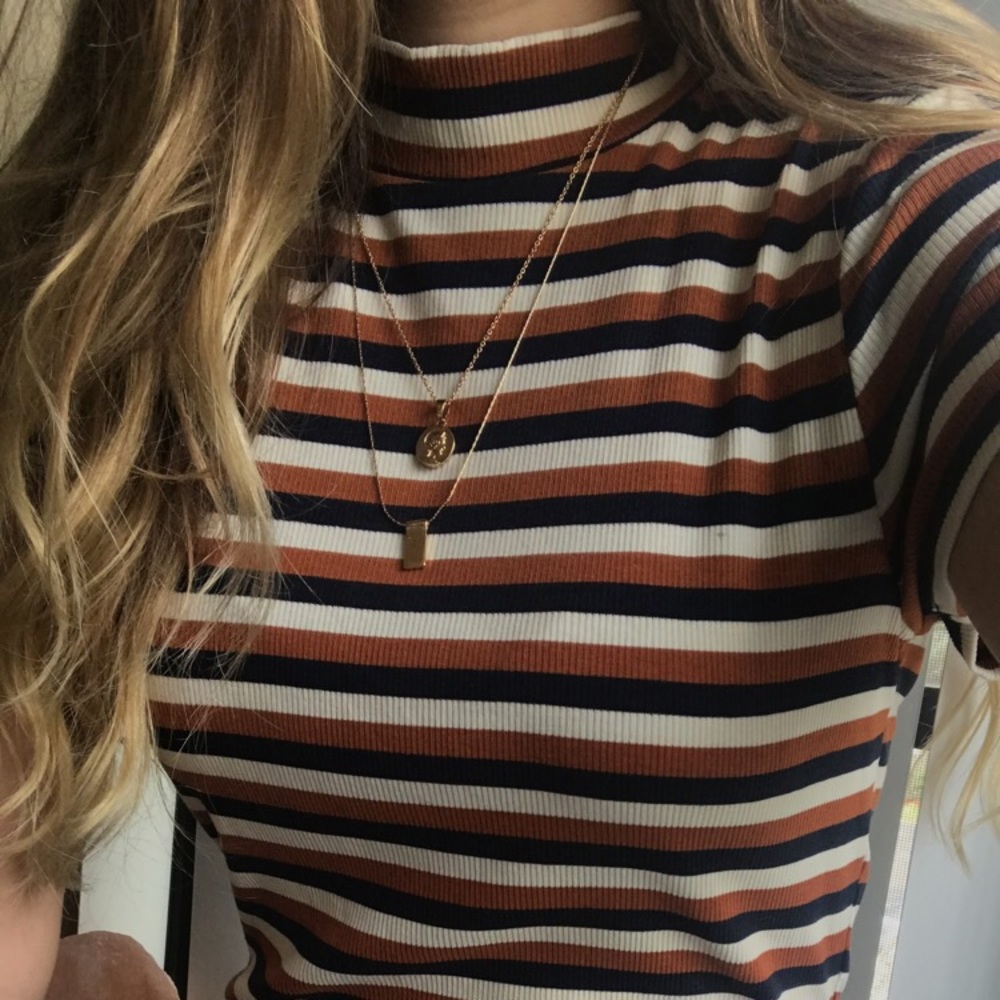 Striped Turtleneck Short sleeve top